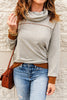 Casual Solid Contrast Asymmetrical Collar Tops