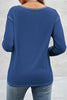 Casual Patchwork Buttons O Neck Tops