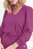 Casual Solid Buttons V Neck Long Sleeve Two Pieces