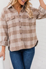 Plaid Buckle Turndown Collar Tops