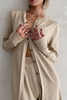 Casual Solid Buckle Cardigan Collar Long Sleeve Two Pieces