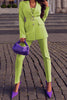 Casual Solid Patchwork Turn-back Collar Long Sleeve Two Pieces