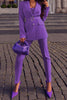 Casual Solid Patchwork Turn-back Collar Long Sleeve Two Pieces