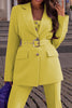 Casual Solid Patchwork Turn-back Collar Long Sleeve Two Pieces