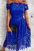Sweet Elegant Solid Hollowed Out Backless Off the Shoulder A Line Dresses