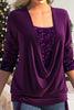 Casual Solid Sequins Patchwork Asymmetrical Collar Tops
