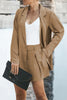 Casual Simplicity Solid Turndown Collar Long Sleeve Two Pieces