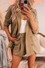 Casual Simplicity Solid Turndown Collar Long Sleeve Two Pieces