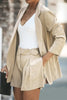 Casual Simplicity Solid Turndown Collar Long Sleeve Two Pieces