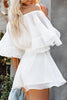 Casual Daily Solid Patchwork Flounce Off the Shoulder Loose Jumpsuits