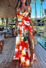 Casual Vacation Print Patchwork Frenulum V Neck Sleeveless Two Pieces