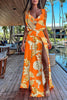 Casual Vacation Print Patchwork Frenulum V Neck Sleeveless Two Pieces