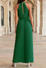 Casual Simplicity Solid Frenulum Fold Halter Loose Jumpsuits