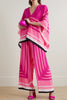 Casual British Style Geometric Print Patchwork V Neck Nine Points Sleeve Two Pieces