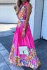 Bohemian College Floral Patchwork With Belt Halter Pleated Dresses