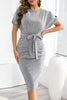 Casual Elegant Solid Bandage Sequined O Neck Wrapped Skirt Dresses