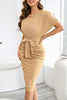Casual Elegant Solid Bandage Sequined O Neck Wrapped Skirt Dresses