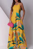 Casual Print Patchwork Pocket O Neck Regular Jumpsuits