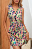 Casual College Floral Frenulum Zipper V Neck One Step Skirt Dresses