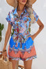 Casual College National Totem Print Patchwork Frenulum O Neck Loose Jumpsuits