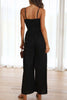 Casual Daily Solid With Bow V Neck Regular Jumpsuits