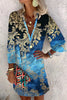 Bohemian College Print Patchwork V Neck Printed Dress Dresses
