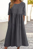 Casual Simplicity Solid Pocket O Neck A Line Dresses