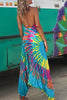 Casual Print Backless Halter Loose Jumpsuits