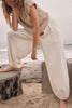 Casual Simplicity Solid Pocket O Neck Two Pieces