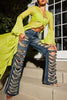 Street Solid Ripped Patchwork High Waist Denim Jeans