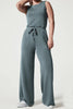 Casual Simplicity Solid Pocket O Neck Loose Jumpsuits