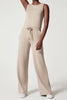 Casual Simplicity Solid Pocket O Neck Loose Jumpsuits