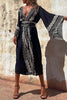 Bohemian College Geometric Print Patchwork V Neck Dresses