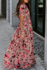 Elegant Floral Patchwork V Neck A Line Dresses