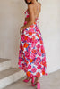 Elegant Print Frenulum Oblique Collar A Line Dresses