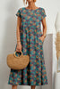 Casual Floral Pocket O Neck Printed Dress Dresses
