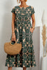 Casual Floral Pocket O Neck Printed Dress Dresses