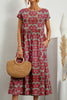 Casual Floral Pocket O Neck Printed Dress Dresses