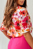 Work Elegant Print Buttons Turndown Collar Tops