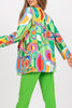 Celebrities Elegant Geometric Print Contrast Turn-back Collar Outerwear
