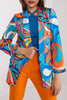Celebrities Elegant Geometric Print Contrast Turn-back Collar Outerwear