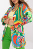 Celebrities Elegant Geometric Print Contrast Turn-back Collar Outerwear
