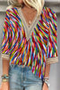 Casual Street Print Patchwork V Neck T-Shirts(6 Colors)