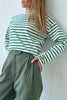 Casual Striped Patchwork O Neck Tops