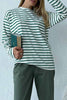 Casual Striped Patchwork O Neck Tops