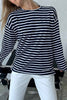 Casual Striped Patchwork O Neck Tops