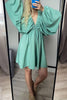 Sexy Simplicity Solid Flounce Fold V Neck Long Sleeve Dresses