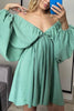 Sexy Simplicity Solid Flounce Fold V Neck Long Sleeve Dresses
