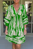 College Print Flounce V Neck A Line Dresses