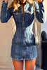 Casual Street Solid Zipper Turndown Collar Long Sleeve Regular Denim Dresses